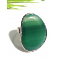 Кольцо с зеленым агатом
