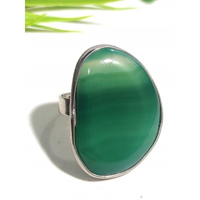 Кольцо с зеленым агатом