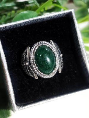 Кольцо посеребренное с зеленым авантюрином