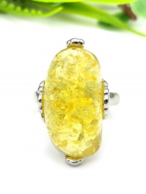 Кольцо с жёлтым бернитом (сплав смол и янтаря)