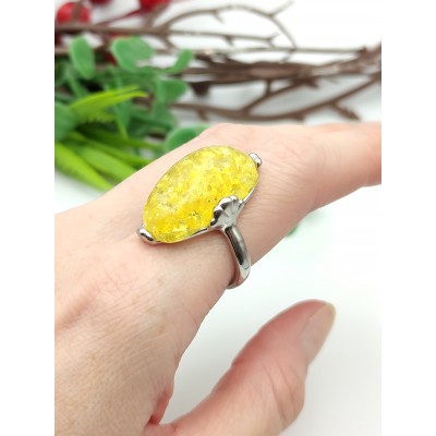 Кольцо с жёлтым бернитом (сплав смол и янтаря)