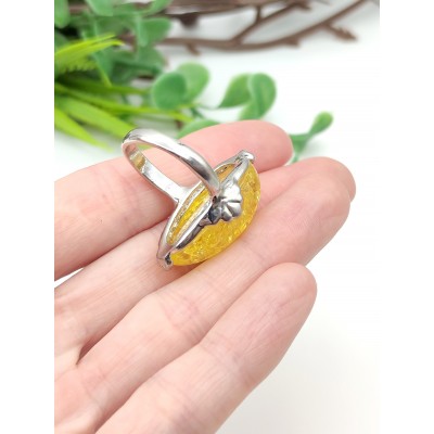 Кольцо с жёлтым бернитом (сплав смол и янтаря)