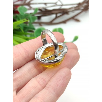 Кольцо с жёлтым бернитом (сплав смол и янтаря)