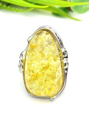 Кольцо с жёлтым бернитом (сплав смол и янтаря)