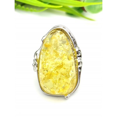 Кольцо с жёлтым бернитом (сплав смол и янтаря)