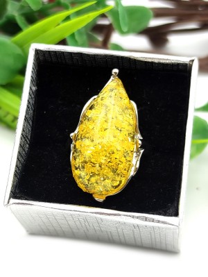 Кольцо с жёлтым бернитом (сплав смол и янтаря)