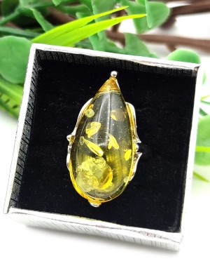 Кольцо с жёлтым бернитом (сплав смол и янтаря)