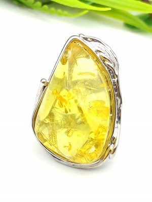 Кольцо с жёлтым бернитом (сплав смол и янтаря)