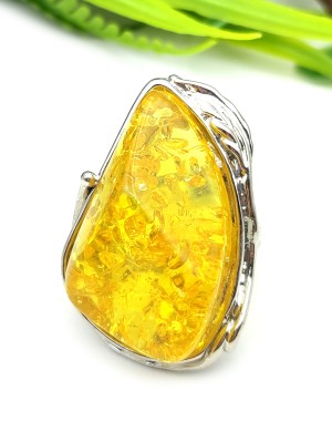 Кольцо с жёлтым бернитом (сплав смол и янтаря)