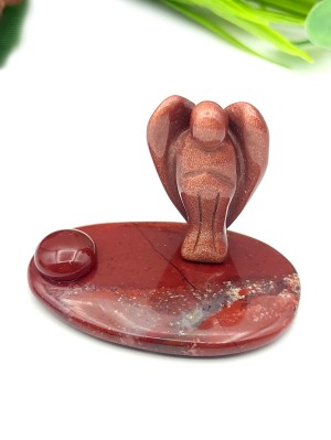 Сувенир Ангел из авантюрина "Золотой песок", яшмы и сердолика