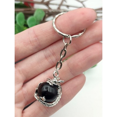 Брелок Дракон с черным агатом