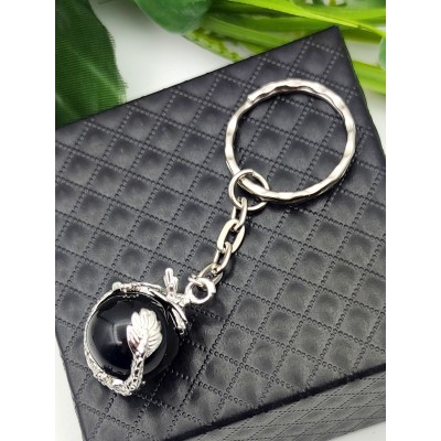 Брелок Дракон с черным агатом