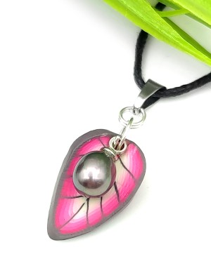 Подвеска Листик с синим жемчугом