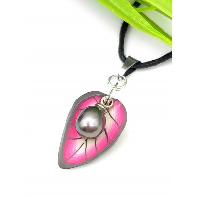 Подвеска Листик с синим жемчугом