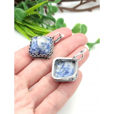 Серьги посеребренные из содалита