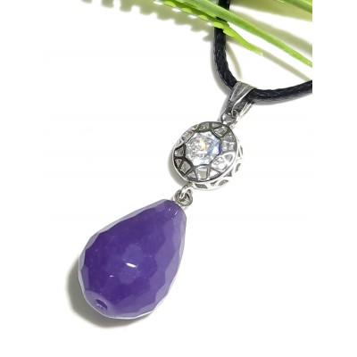 Подвеска с фиолетовым агатом и фианитом