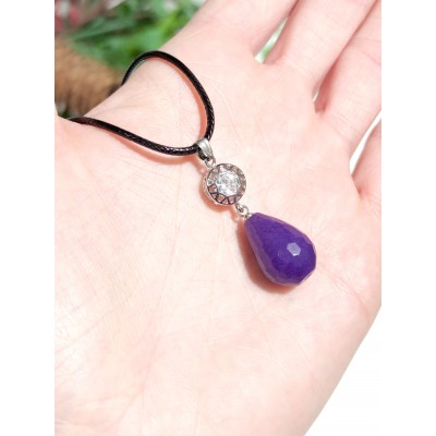 Подвеска с фиолетовым агатом и фианитом