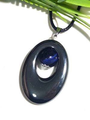 Подвеска из гематита и синего тигрового глаза
