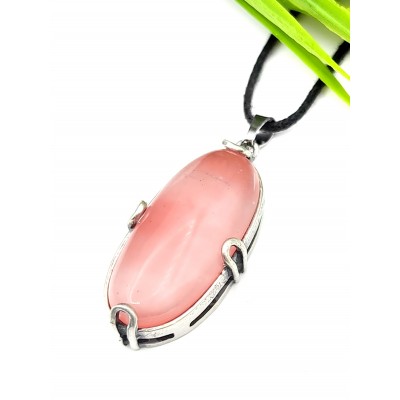 Подвеска посеребренная с черри-кварцем (имитация халцедона)