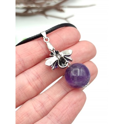Подвеска посеребренная с аметистом и фианитами
