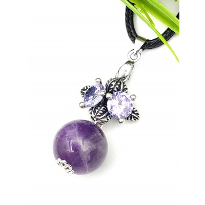 Подвеска посеребренная с аметистом и фианитами