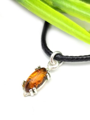 Подвеска посеребренная с коньячным янтарем