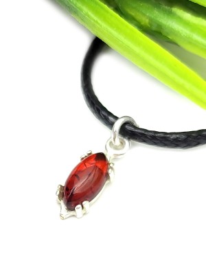 Подвеска посеребренная с коньячным янтарем