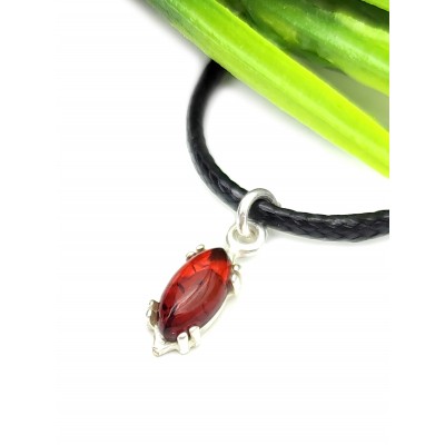 Подвеска посеребренная с коньячным янтарем
