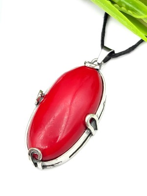 Подвеска посеребренная с красным кораллом