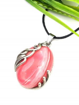 Подвеска посеребренная с родохрозитом (синтетическим)
