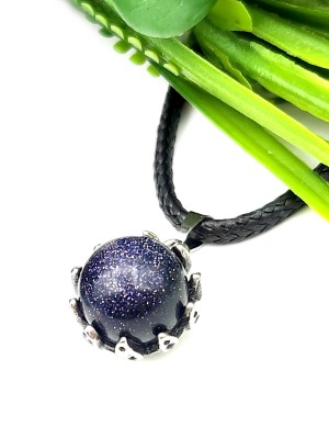 Подвеска посеребренная с синтетическим авантюрином Каирская ночь