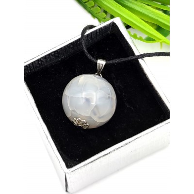 Подвеска с серым агатом "Вены дракона"