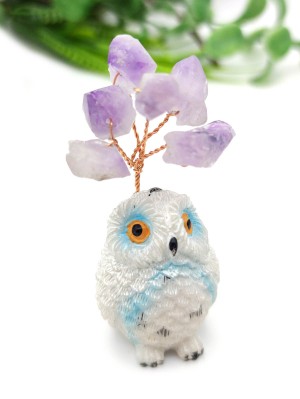 Статуэтка сова с веточкой аметиста "Дерево Счастья"