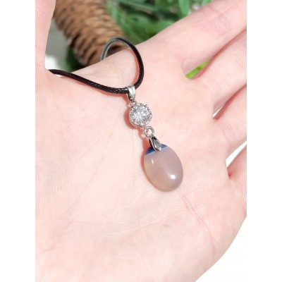 Подвеска с бело-голубым агатом и фианитом