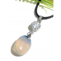 Подвеска с бело-голубым агатом и фианитом