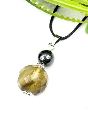 Подвеска с гематитом и раухтопазом (синтетическим)