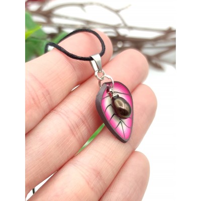 Подвеска Листик с шоколадным жемчугом