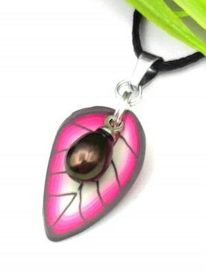 Подвеска Листик с шоколадным жемчугом