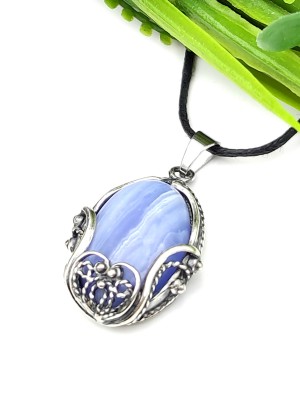 Подвеска посеребренная с сапфирином