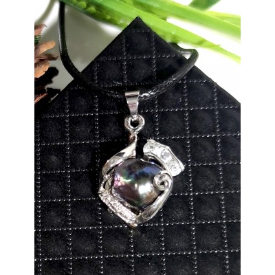 Подвеска с черным (синим) жемчугом Барокко