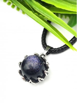 Подвеска посеребренная с синтетическим авантюрином Каирская ночь