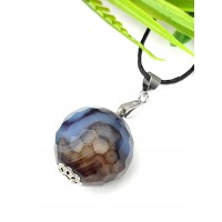 Подвеска с сине-коричневым агатом (огранка)