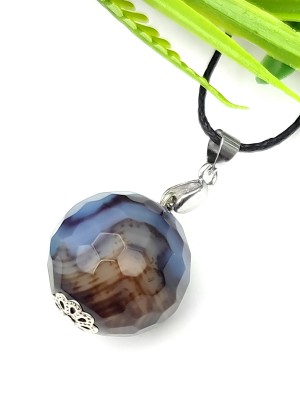 Подвеска с сине-коричневым агатом (огранка)