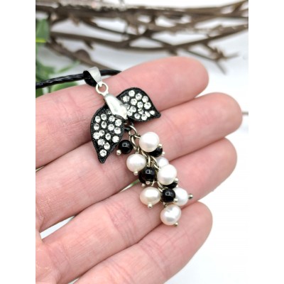 Подвеска с жемчугом, агатом и фианитами