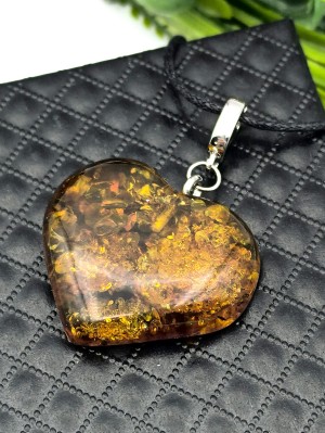 Подвеска сердечко из коньячного янтаря