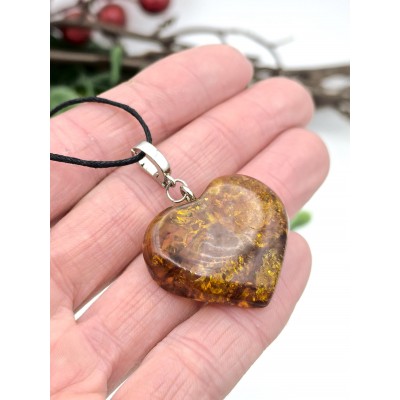 Подвеска сердечко из коньячного янтаря