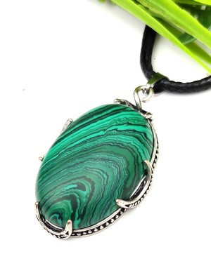 Подвеска посеребренная с малахитом (синтетическим)
