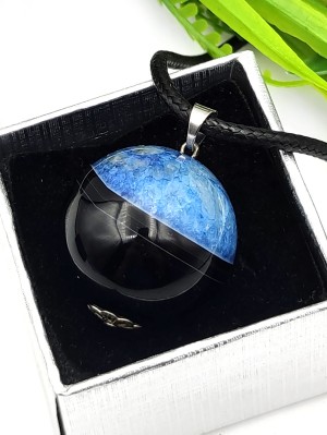 Подвеска шарик из черно-синего агата