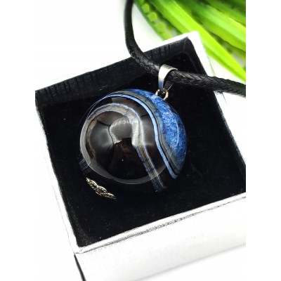 Подвеска шарик из черно-синего агата