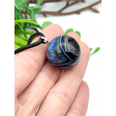 Подвеска шарик из черно-синего агата